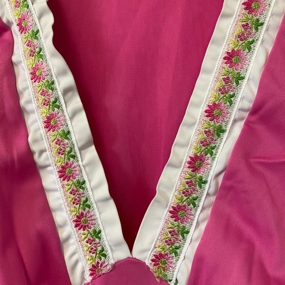 Vintage Vanity Fair Nightgown Long Maxi 60s Pink Floral Embroidery Womens Small - Picture 5 of 10
